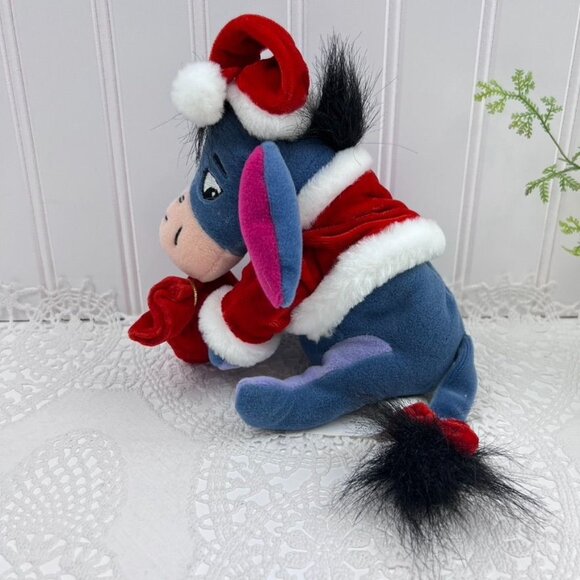 Disney Christmas Santa Eeyore Plush Toy With Red Santa Outfit & Sack Stuffed - Picture 7 of 11